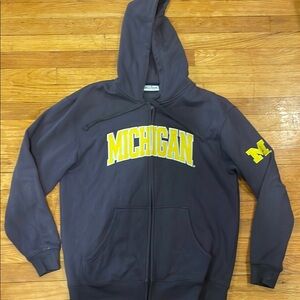 Michigan Gray Hoodie with Yellow Logo